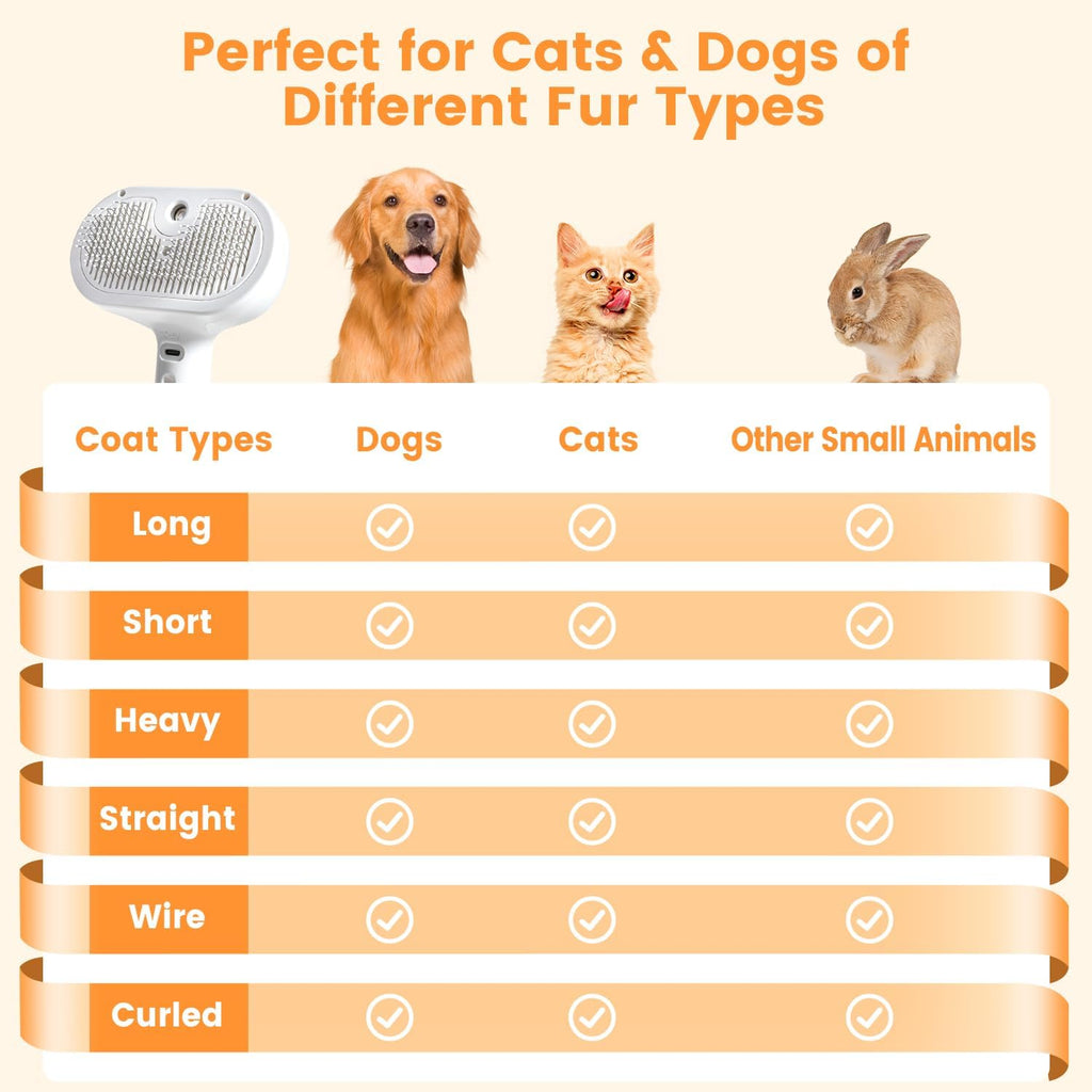 3-in-1 Pet Steam Brush for Cats & Dogs