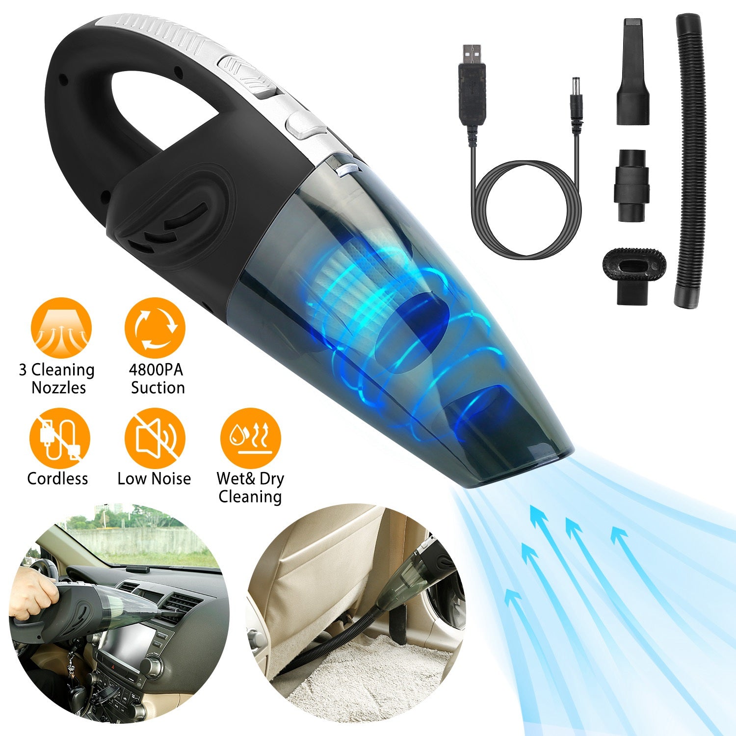 Cordless Handheld Car Vacuum (Strong Suction)