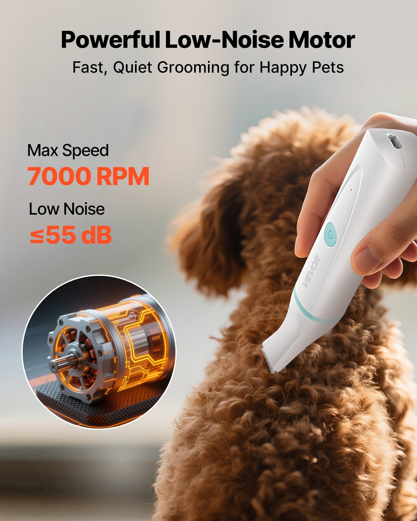 4-in-1 Pet Grooming Kit (Low Noise, Rechargeable)