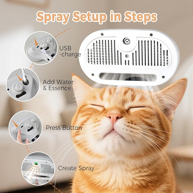 3-in-1 Pet Steam Brush for Cats & Dogs
