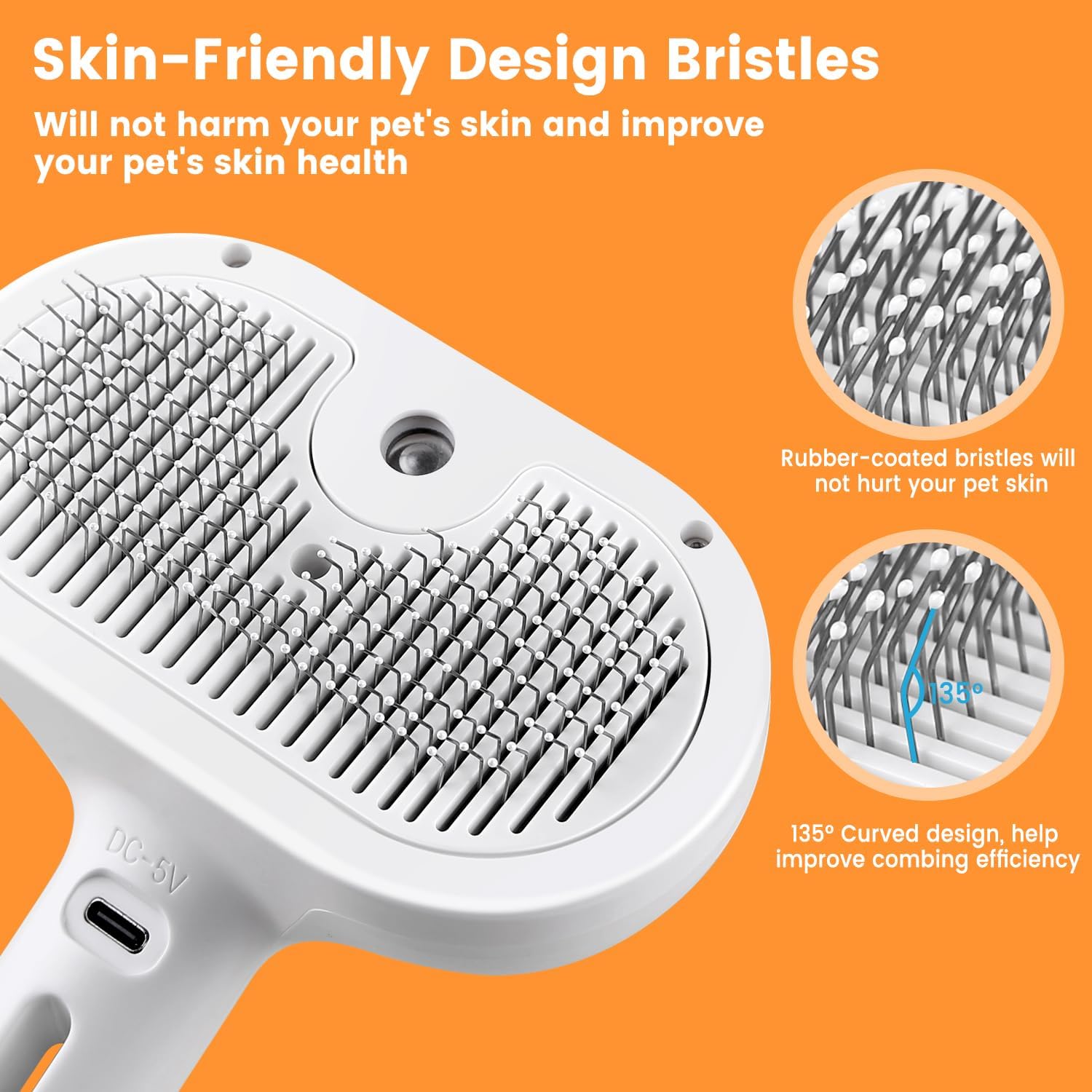 3-in-1 Pet Steam Brush for Cats & Dogs